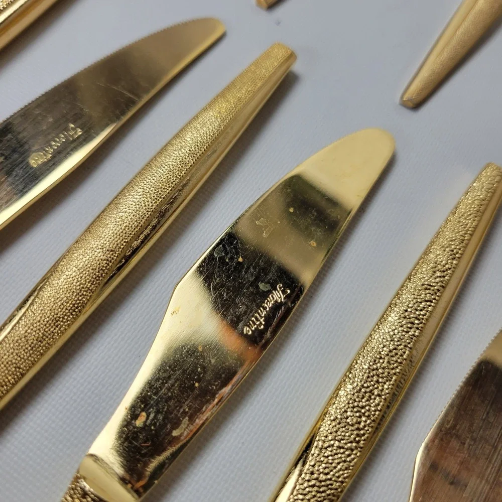 Florentine Gold Plated Flatware Set 11 Four Piece Place Settings 44pc